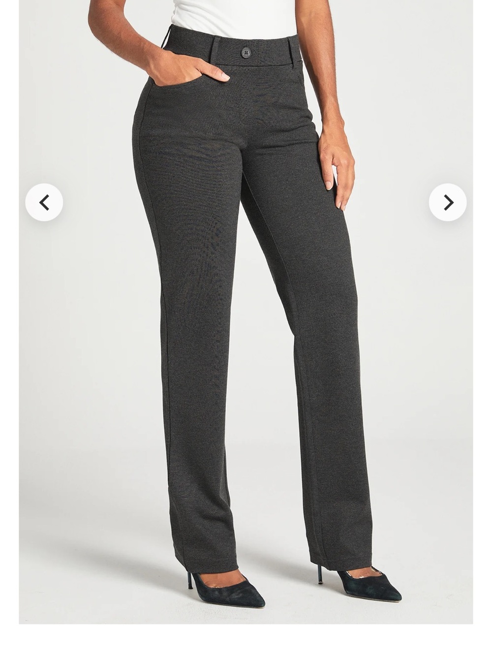Betabrand Straight Leg 7 Pocket Dress Pant Yoga Pants (Charcoal)